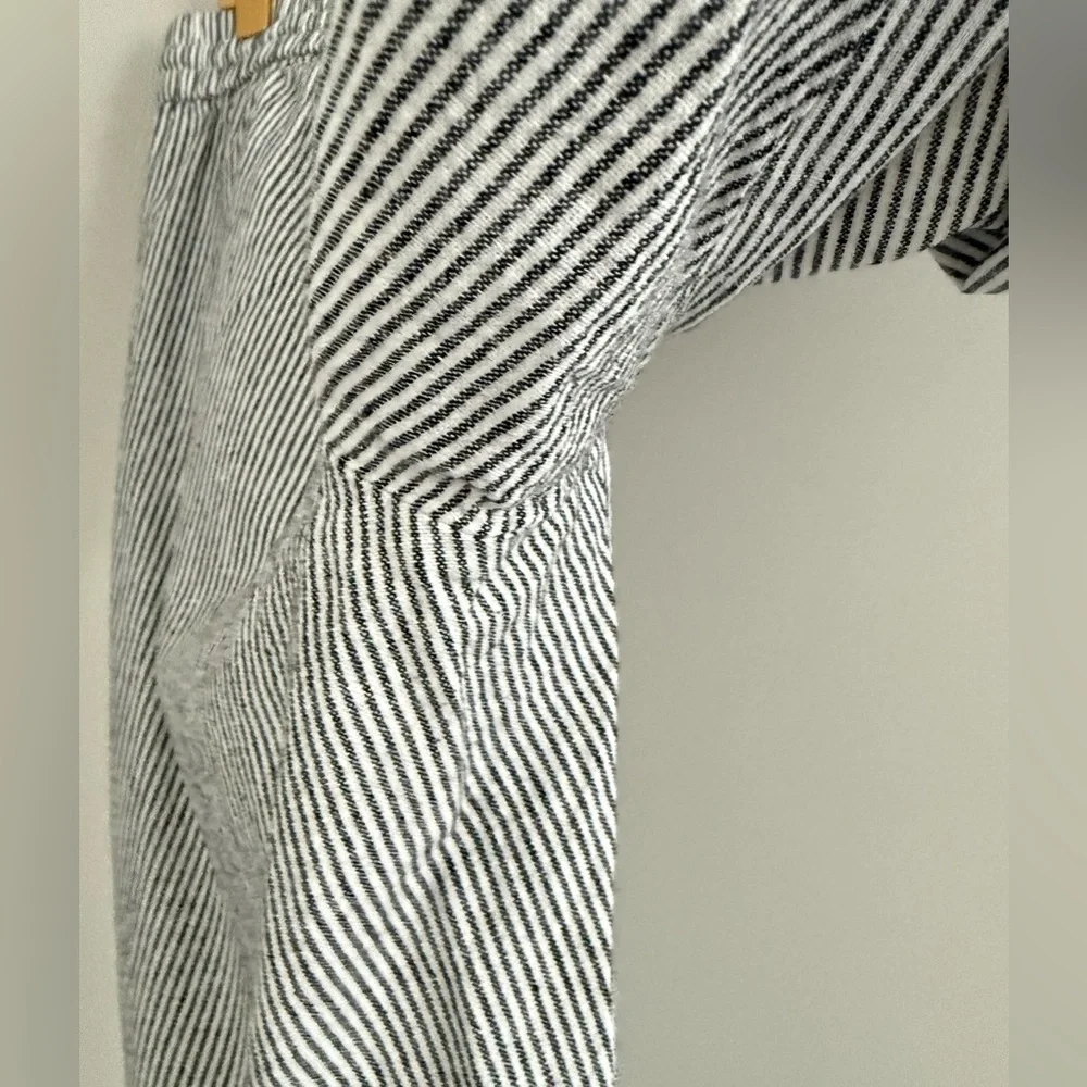 J Crew Striped Linen Cotton Blend Drawstring Pant in Black and White 10 - Picture 9 of 13